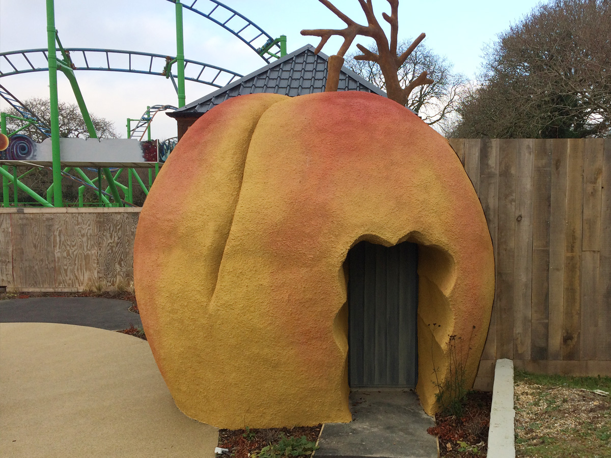 Theme park model of a Giant Peach with small door